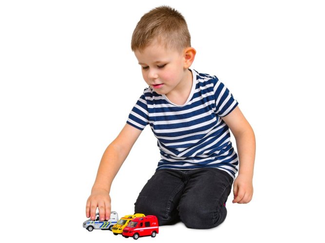 2-Play Traffic zestaw samochodów służb ratowniczych CZ 8 cm metalowe z funkcją cofania 3 sztuki w pudełku