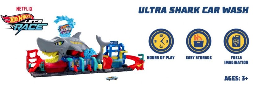 Hot Wheels City Color Reveal - Automyčka sa žralokom