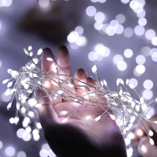 Venkovní vánoční nano řetěz 100 m 3000 LED s časovačem zelený kabel - studená bílá