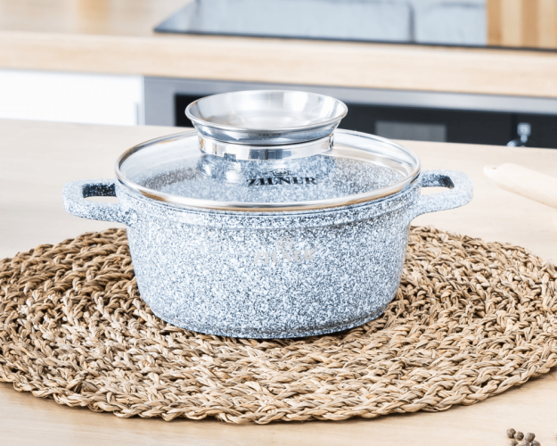 Ceramic-marble cookware set with spice dispenser - 8 pcs