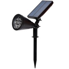 Solarna lampa ogrodowa LED reflektor wbijany z czujnikiem zmierzchowym