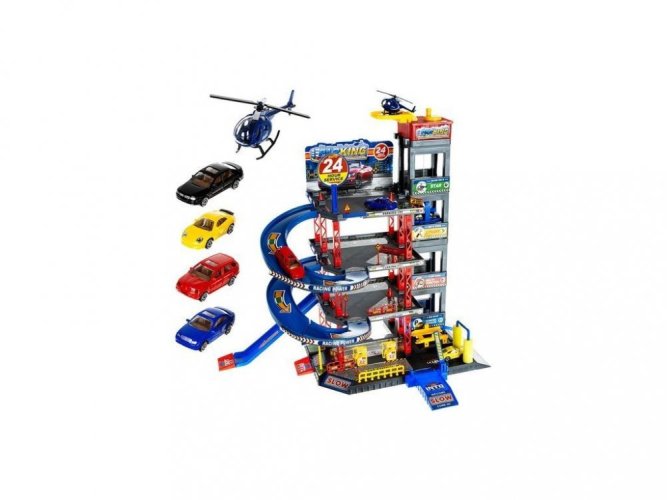4 Pokładowy parking + zestaw samochodów + helikopter