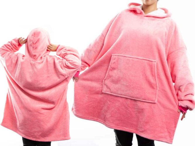 Bluza ciepła koc oversize - różowy