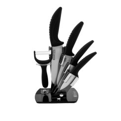 5-piece set of Imperial Collection ceramic knives with stand - black