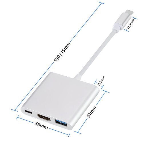 Adaptér 3v1 USB-C 4K HDMI, hub USB 3.0 E379
