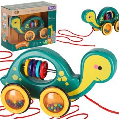 Dřevěné chrastítko na provázku mobilní želva