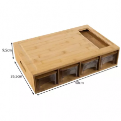 Bamboo board with containers