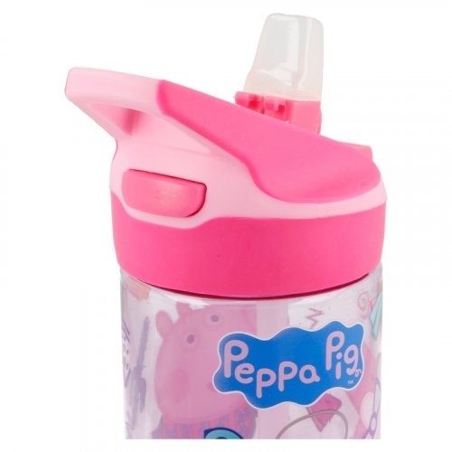 Detská fľaša na pitie Prasiatko Pepa Pepa s odklápacím uzáverom 620ml - ružová