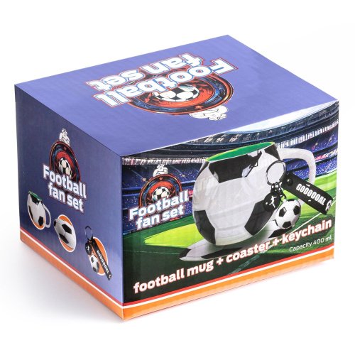 Soccer player set - mug, coaster, and keychain