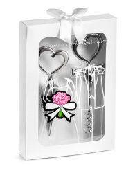Heart-shaped wine stopper and opener - WHITE