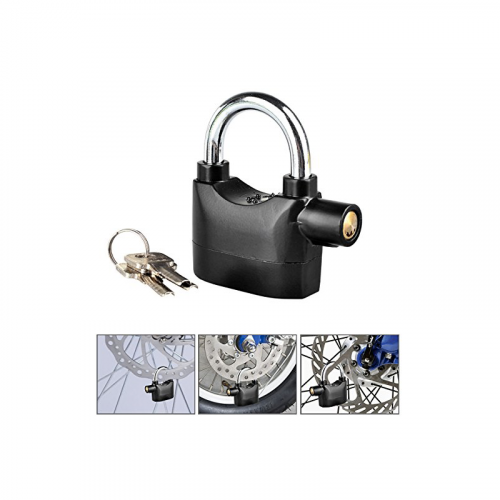 Padlock with alarm for motorcycles