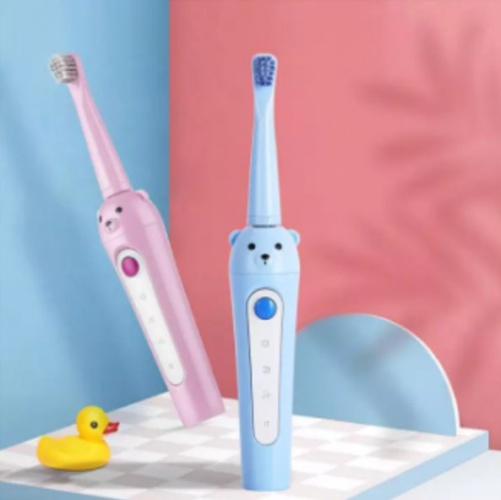 Dobíjacia detská zubná elektrická kefka TEDDY BEAR - modrá
