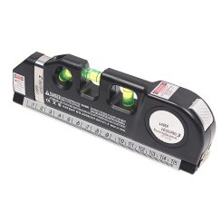 Laserová vodováha s pásmem 250 cm – křížový laser, 3 libelky E337