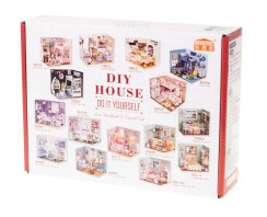 Dřevěný model obývacího pokoje pro panenky k sestavení LED DIY 3016