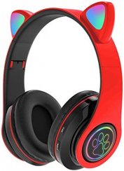 Wireless headphones with cat ears - B39M, red