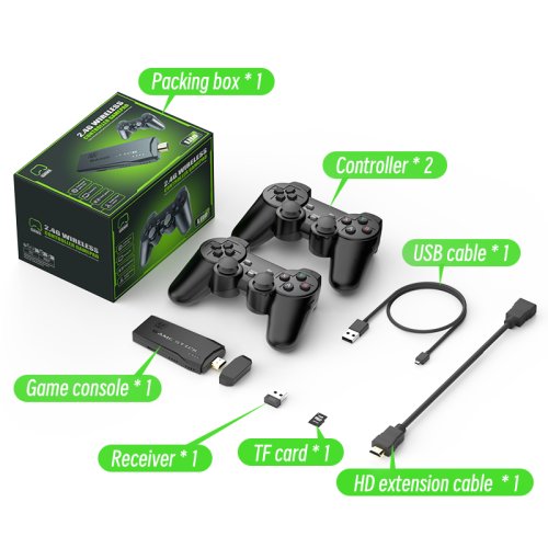 DATA FROG 4K HD Video Game Console 2 4G Double Wireless Controller For PS1 FC GBA