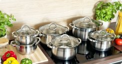 Set of stainless steel pots - 12pcs