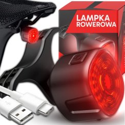 Zadní cyklistické světlo červené 250 mAh USB-C voděodolné ER1031