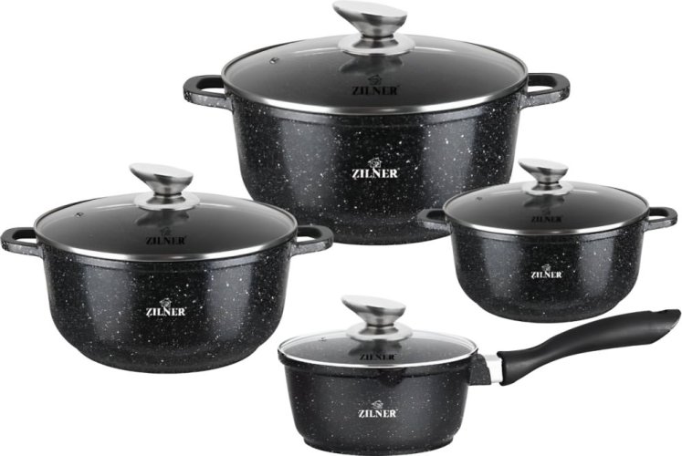 Set of pots with granite surface - durable and versatile cookware 8 pcs