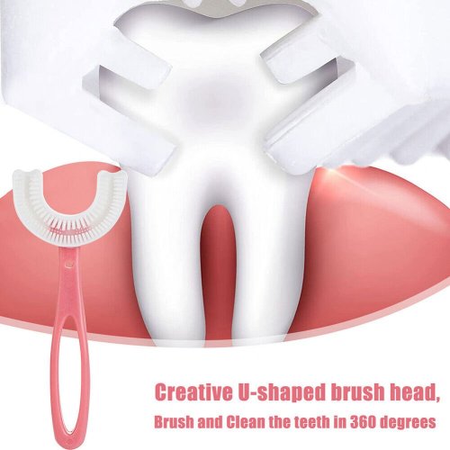 Bàn chải đánh răng hình chữ U cho bé 6-12 tuổi - hồng