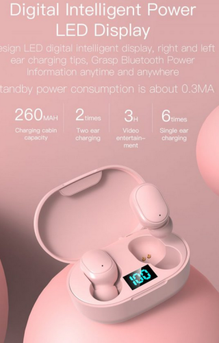 Bluetooth sluchátka E6s růžová