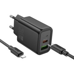 Gentle PD30W dual port adaptér Type-C to Lightning ČERNÝ