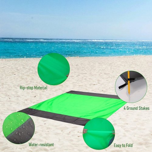 Beach+Blanket,+Large+Sandproof+Beach+Mat+For+4 7+Adults+Waterproof+Pocket+Picnic+Blanket+Lightweight+Outdoor+Picnic+Mat+Beach+Mat+For+Travel+Camping+Hiking+With+Waterproof+Case+And+4+Stakes