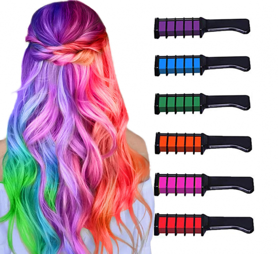 Hrebeň na vlasy s farebnými kriedami - 10 farieb