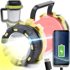 Výkonná LED pracovní svítilna s rukojetí – vojenská, nabíjecí přes USB