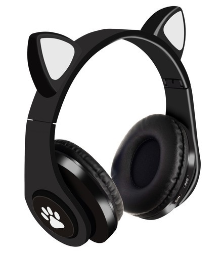 Bezdrôtové slúchadlá s mačacími ušami - B39M, čierna