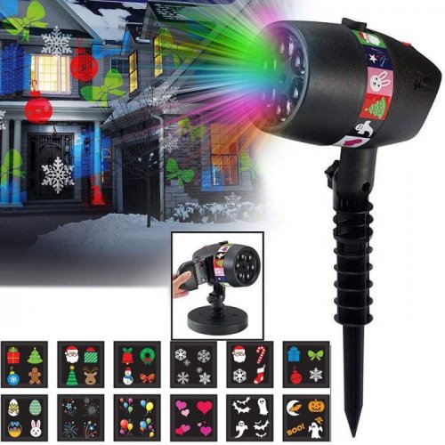 LED projector with 12 interchangeable motifs