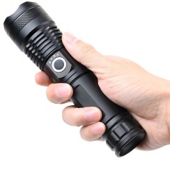 Taktická svítilna LED výkonná nabíjecí survivalistická vojenská USB 5 režimů