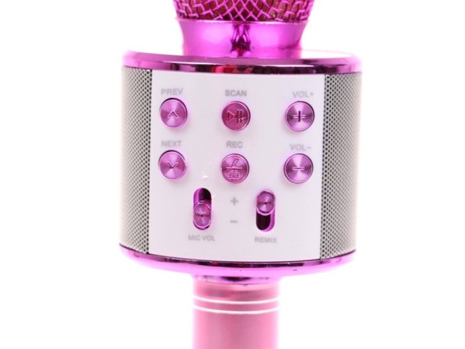 Bezdrátový karaoke mikrofon WS 858 - Růžový