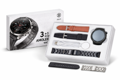 Smartwatch Watch4 černé chytré hodinky AMOLED + 3 řemínky