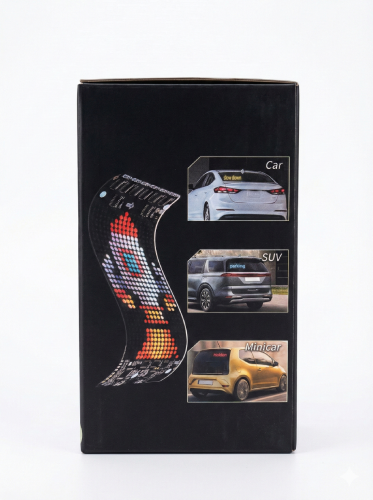 Flexibilný RGB LED panel s ovládaním cez Bluetooth pre automobily – programovateľný textový displej 35 x 10 cm