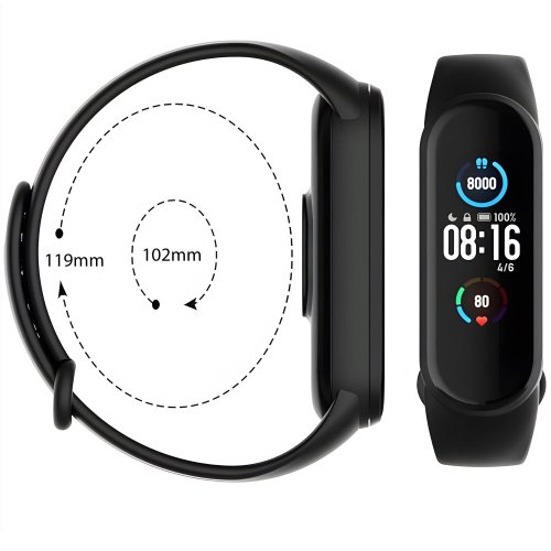5x řemínek pro Xiaomi Mi Band 5 6 7 Smart Band 15 mm