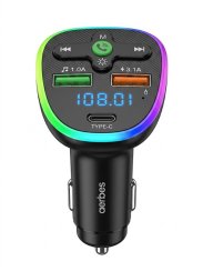 Transmiter FM do samochodu aerbes AB-CZ16 – Bluetooth 5.0, PD 20 W, podświetlenie RGB