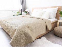 Luxusná prešívaná prikrývka cez posteľ - béžová 220 × 240 cm