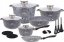 Marble cookware set with pan and accessories - 17 pcs, suitable for induction and oven