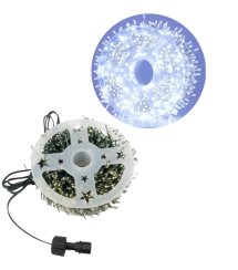 Venkovní vánoční nano řetěz 20 m 600 LED se záblesky s časovačem zelený kabel - studená bílá