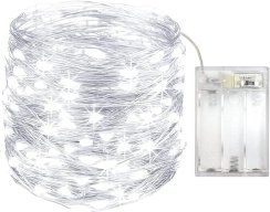 Vnitřní vánoční mikro řetěz 5 m 50 LED na baterie s časovačem - studená bílá