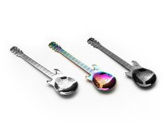Metal guitar-shaped spoons, COLORFUL - set of 3