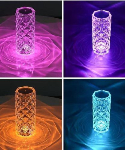 Kryształowa lampa stołowa LED RGB z efektem róży 3D - duża