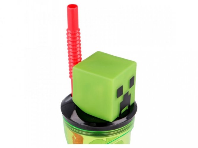 Plastikowy kubek Minecraft - 3D ze słomką 360 ml