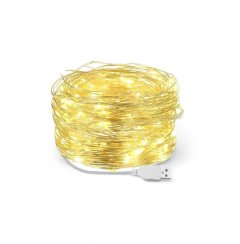 Vnitřní vánoční mikro řetěz 5 m 50 LED USB - teplá bílá