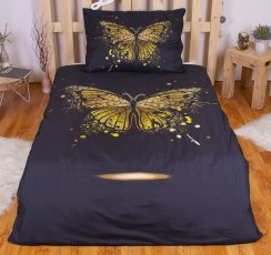 3D Microsatin bed linen YELLOW MOTHER - black 140x200 and 70x90cm
