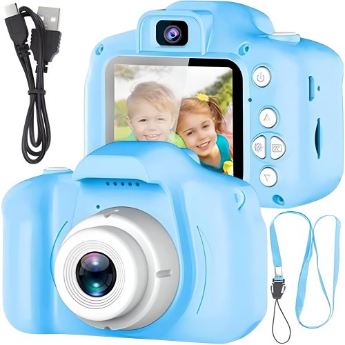 Digitální fotoaparát kamera pro děti HD hry šňůrka modrý - E225-1