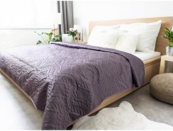 Luxusná prešívaná prikrývka cez posteľ- tmavo fialová 220 × 240 cm