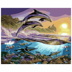 Maľba podľa čísel 30x40cm - Delfíny