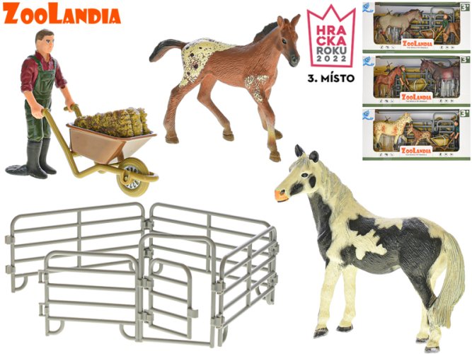 Zoolandia kôň s žriebäťom a príslušenstvom, 4 druhy v balení